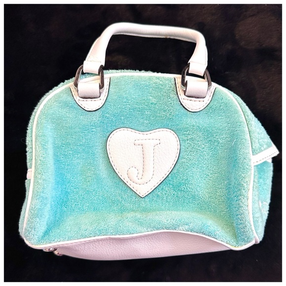 Vintage Juicy Couture Y2K Terry Mini Bowler Bag Purse Mint Green White NEW - Picture 3 of 16
